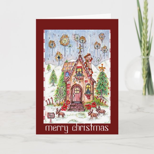 Festividades Cartão de Natal da casa dos doces (Frente)