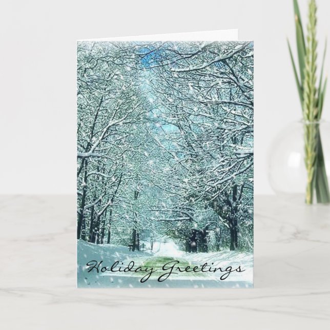 Festividades Cartão de Natal da Estrada de inverno Snowy (Frente)