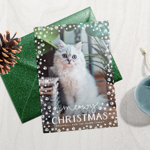Festividades Cartão de Natal da Família Amante de Gatos Meowy