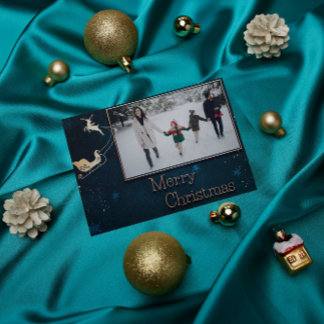 Festividades Cartão de Natal da família Blue Starry Night