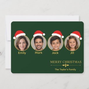 Festividades Cartão de Natal da Família com Chapéus de Papai No