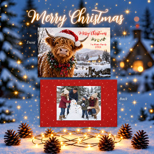 Festividades Cartão de Natal da Família com Foto de Vaca das Te