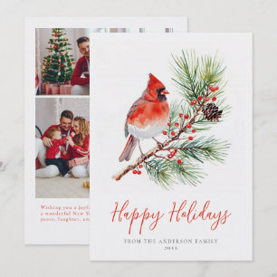 Festividades Cartão de Natal da Família com Pintura em Aquarela