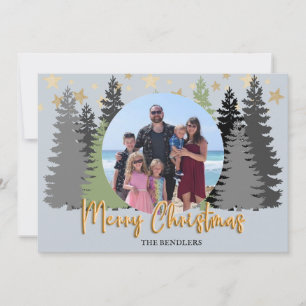 Festividades Cartão de Natal da Família de Florestas Evergreen