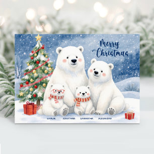 Festividades Cartão de Natal da Família de Urso Polar Bonito