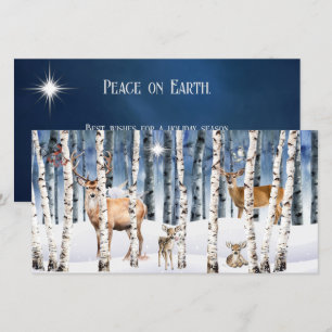 Festividades Cartão de Natal da família Deer Winter Woods