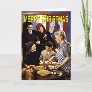 Festividades Cartão de Natal da família do Vintage-Estilo
