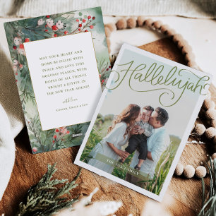 Festividades Cartão de Natal da Família Holly em Aquarela Halle