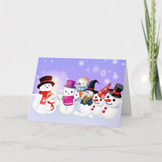 Festividades Cartão de Natal da Família Snowman (Frente)