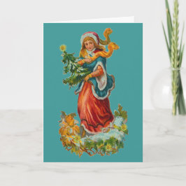 Festividades Cartão de Natal da fita da cerceta do vintage