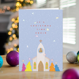 Festividades Cartão de Natal da Igreja da Hora de Natal