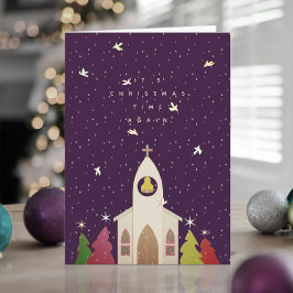 Festividades Cartão de Natal da Igreja da Hora de Natal