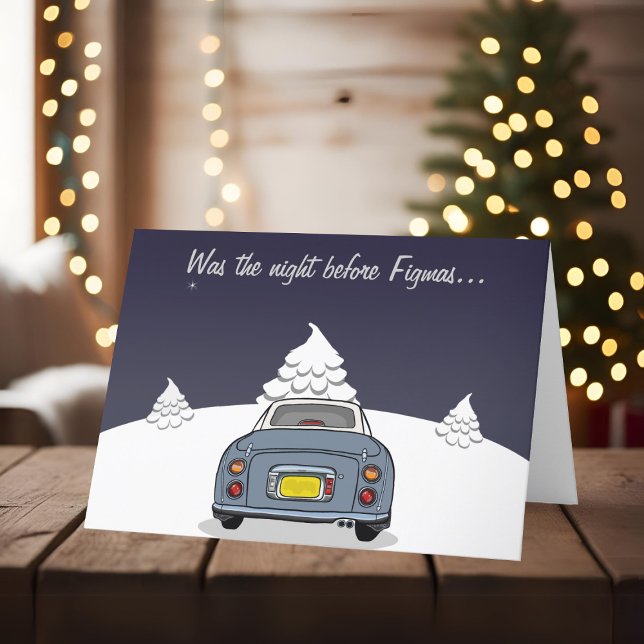 Festividades Cartão de Natal da Lapis Cinza Figaro Car (Happy Fig-mas! A fun figgy themed christmas card to send to your car! (or your figgy loving friends))