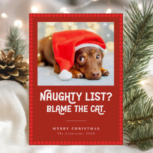 Festividades Cartão de Natal da Lista de Travessuras do Cão Eng