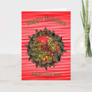 Festividades Cartão de Natal da Miçanga Holly Berry Wreath