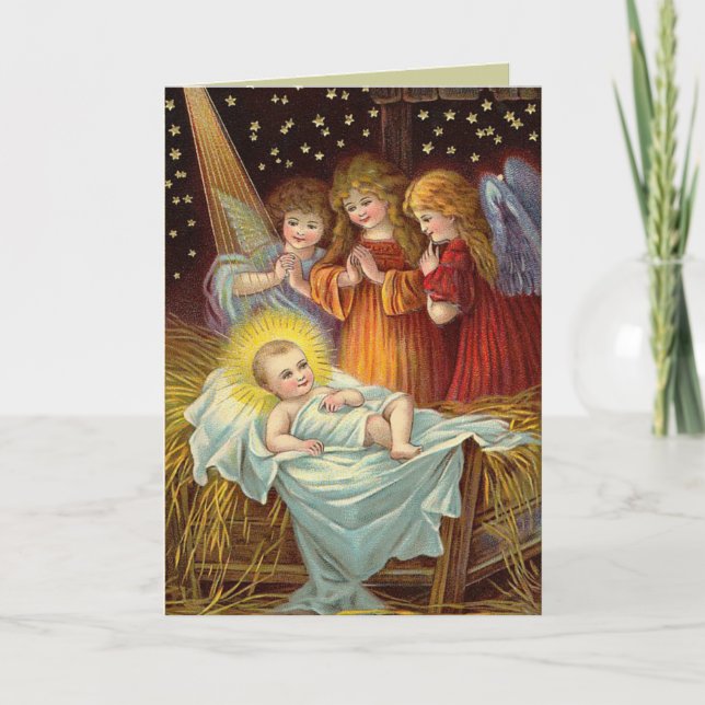 Festividades Cartão de Natal da natividade do Victorian (Frente)