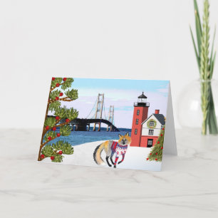 Festividades Cartão de Natal da Ponte Mackinac com Fox