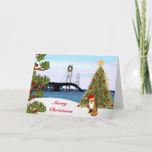 Festividades Cartão de Natal da Ponte Mackinac com Fox