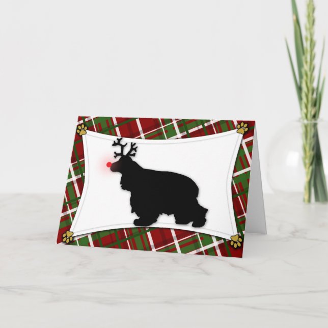 Festividades Cartão de Natal da rena de cocker spaniel (Frente)