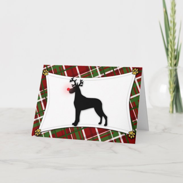 Festividades Cartão de Natal da rena de great dane (Frente)