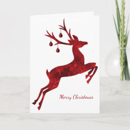 Festividades Cartão de Natal da rena do desenhista no vermelho