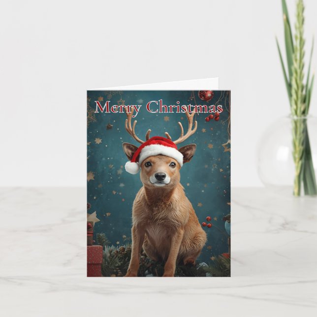 Festividades Cartão de Natal da Rena do Natal Feliz (Frente)