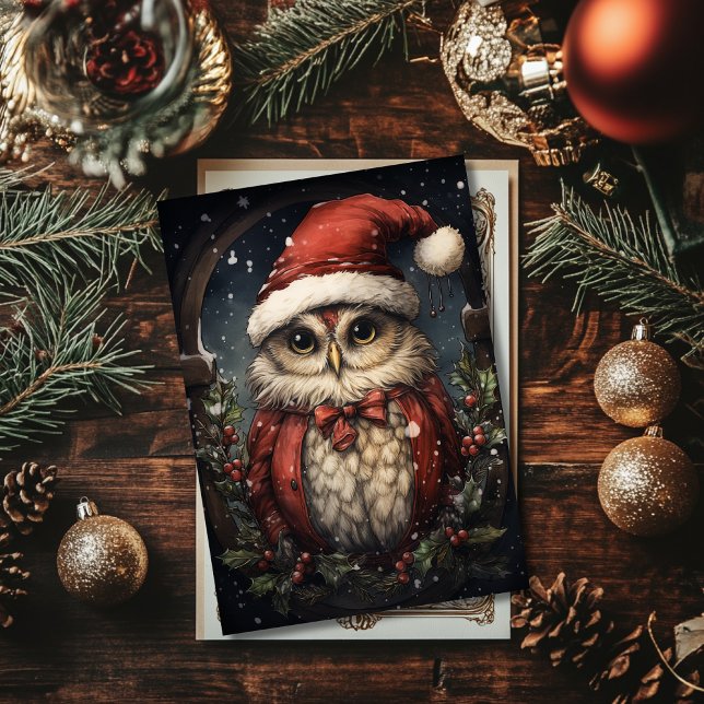 Festividades Cartão de Natal da Santa Owl Flat (Criador carregado)