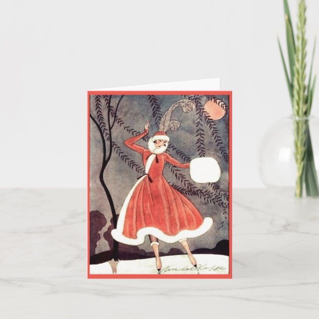 Festividades Cartão de Natal da Senhora de Patinação no Gelo Vi (Frente)