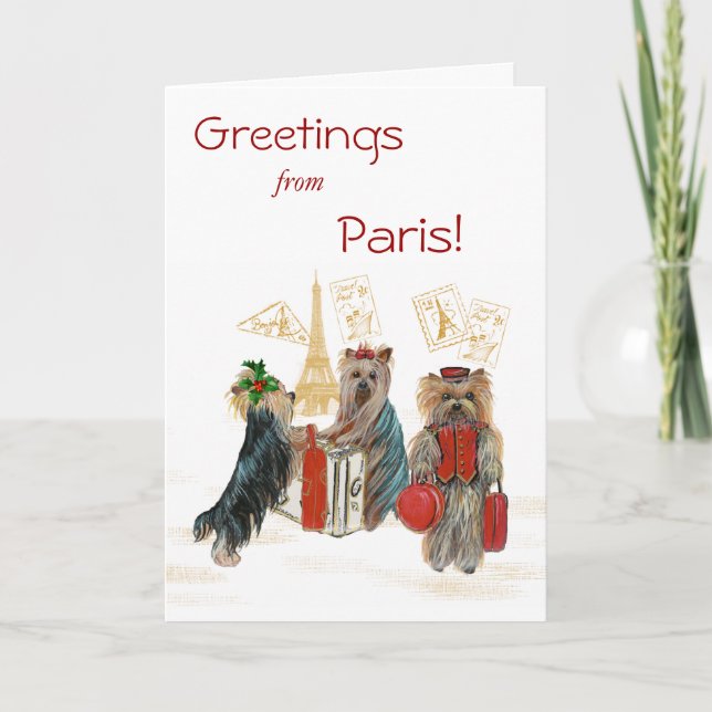 Festividades Cartão de Natal da Torre Eiffel YorkViagem Paris (Frente)