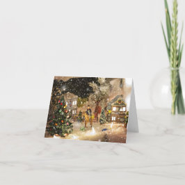 Festividades Cartão de Natal da Vila Minatura Snowy