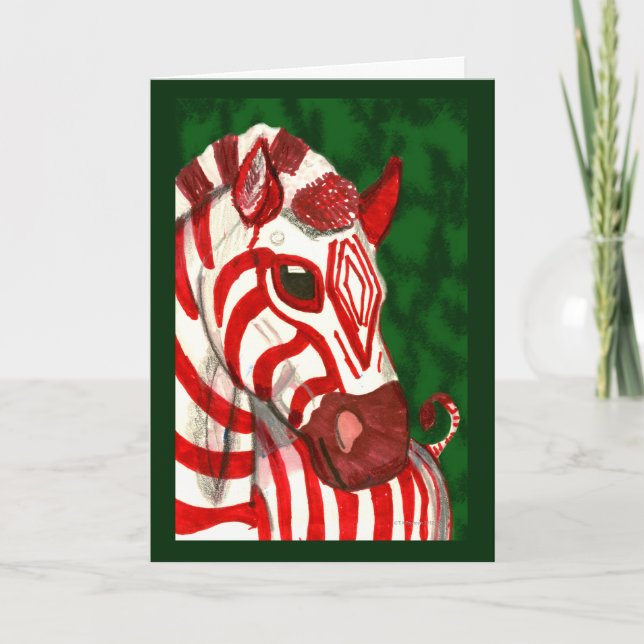 Festividades Cartão de Natal da zebra do bastão de doces (Frente)