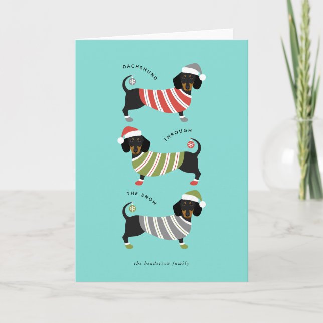 Festividades Cartão de Natal Dachshund (Frente)