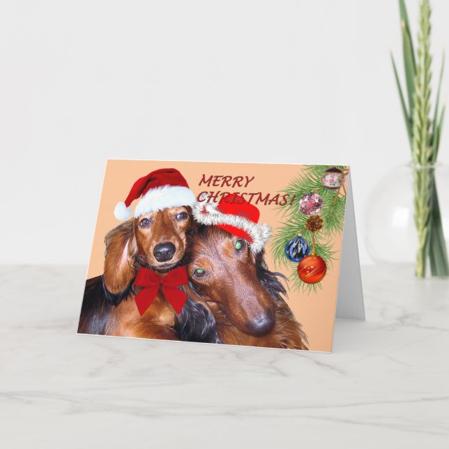 Festividades Cartão de Natal Dachshund design (Frente)