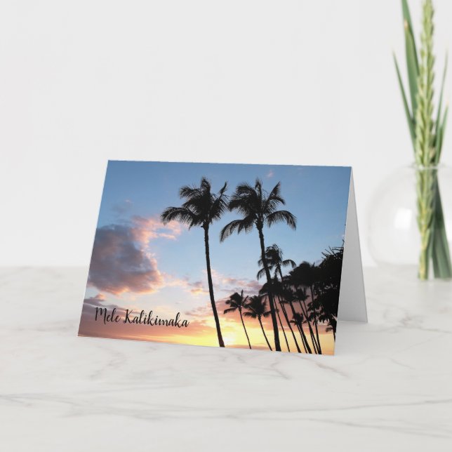 Festividades Cartão de Natal das Palmeiras havaianas (Frente)