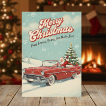 Cartão de Natal de 1950 com Papai Noel Retrô