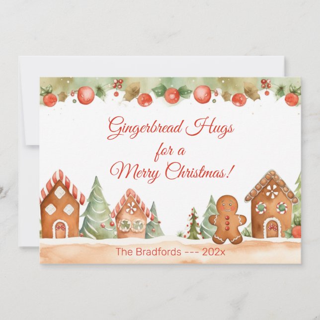Festividades Cartão de Natal de Abraço Gingerpão (Frente)