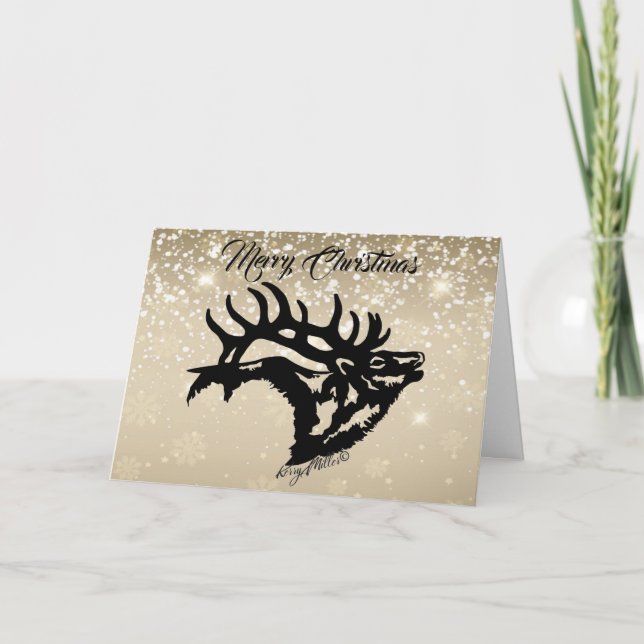 Festividades Cartão de Natal de Alce Macho (Frente)