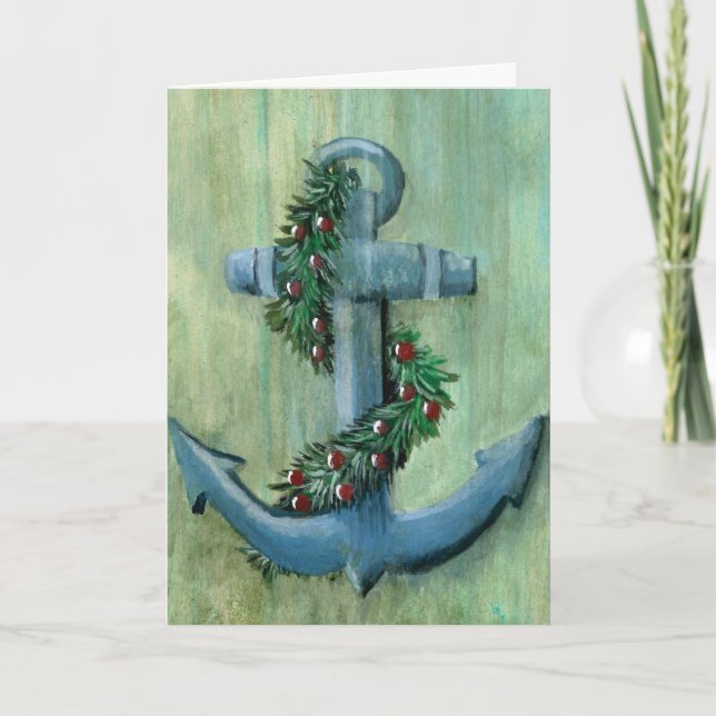 Festividades Cartão de Natal de Anchor e Garland (Frente)