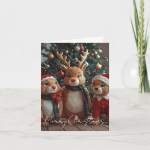 Festividades Cartão de Natal de Animais Feliz Natal