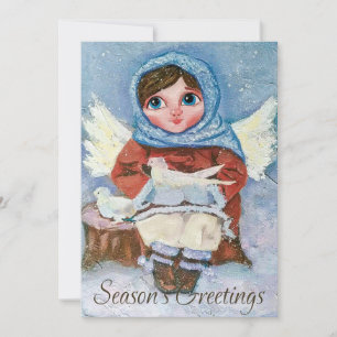 Festividades Cartão de Natal de Anjo Fofo com Pombo