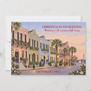 Festividades Cartão de Natal de Aquarela da Charleston Rainbow