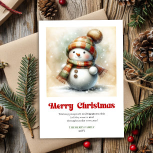 Festividades Cartão de Natal de aquarela de boneco de neve edit