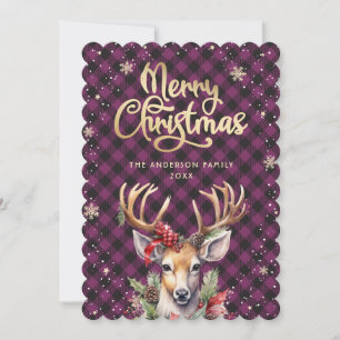 Festividades Cartão de Natal de Aquarela de Rena Roxa