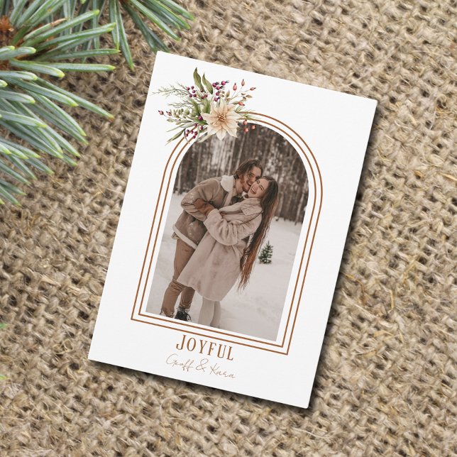 Festividades Cartão de Natal de Arch Russo Joyful (Joyful Rustic Arch Photo Christmas Card
)