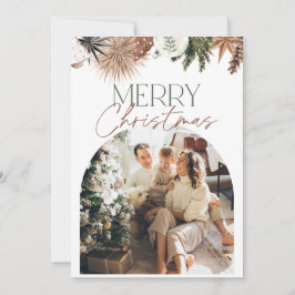 Festividades Cartão de Natal de Arco Russo Verde Beige