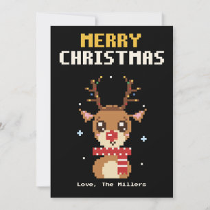 Festividades Cartão de Natal de Arte em Pixel de Renas