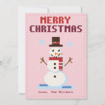 Cartão de Natal de Arte em Pixel Rosa Homem de Nev