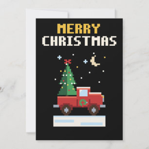 Festividades Cartão de Natal de Arte Pixel Caminhão Vermelho