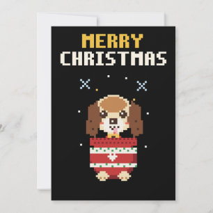 Festividades Cartão de Natal de Arte Pixel de Cachorrinho