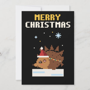 Festividades Cartão de Natal de Arte Pixel de Ouriço